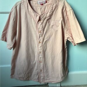 Mitchell & Ness Light Pink Chicago Bulls Baseball Style Retro Basketball Jersey